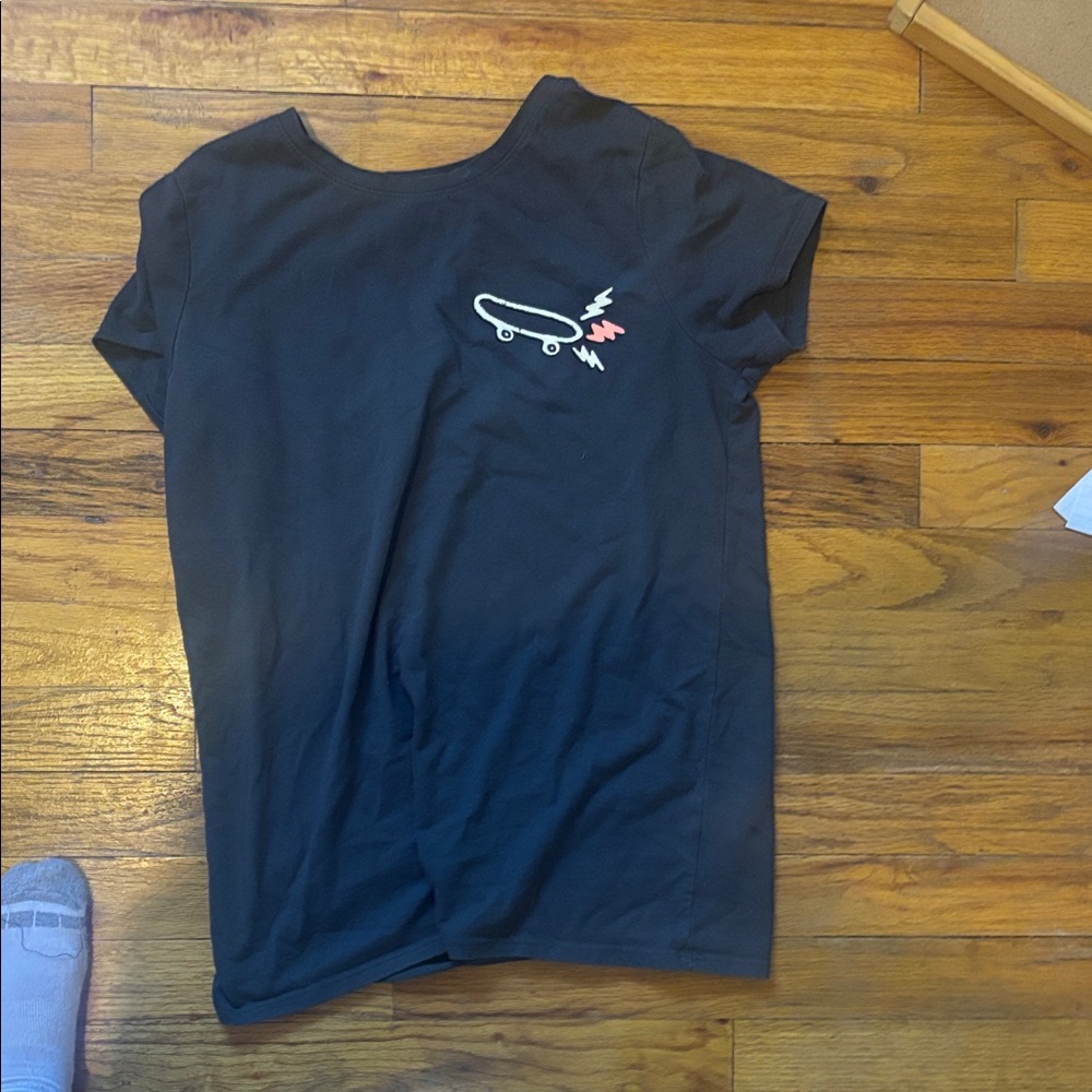 Cat & Jack Black T-Shirt with Skateboard Graphic